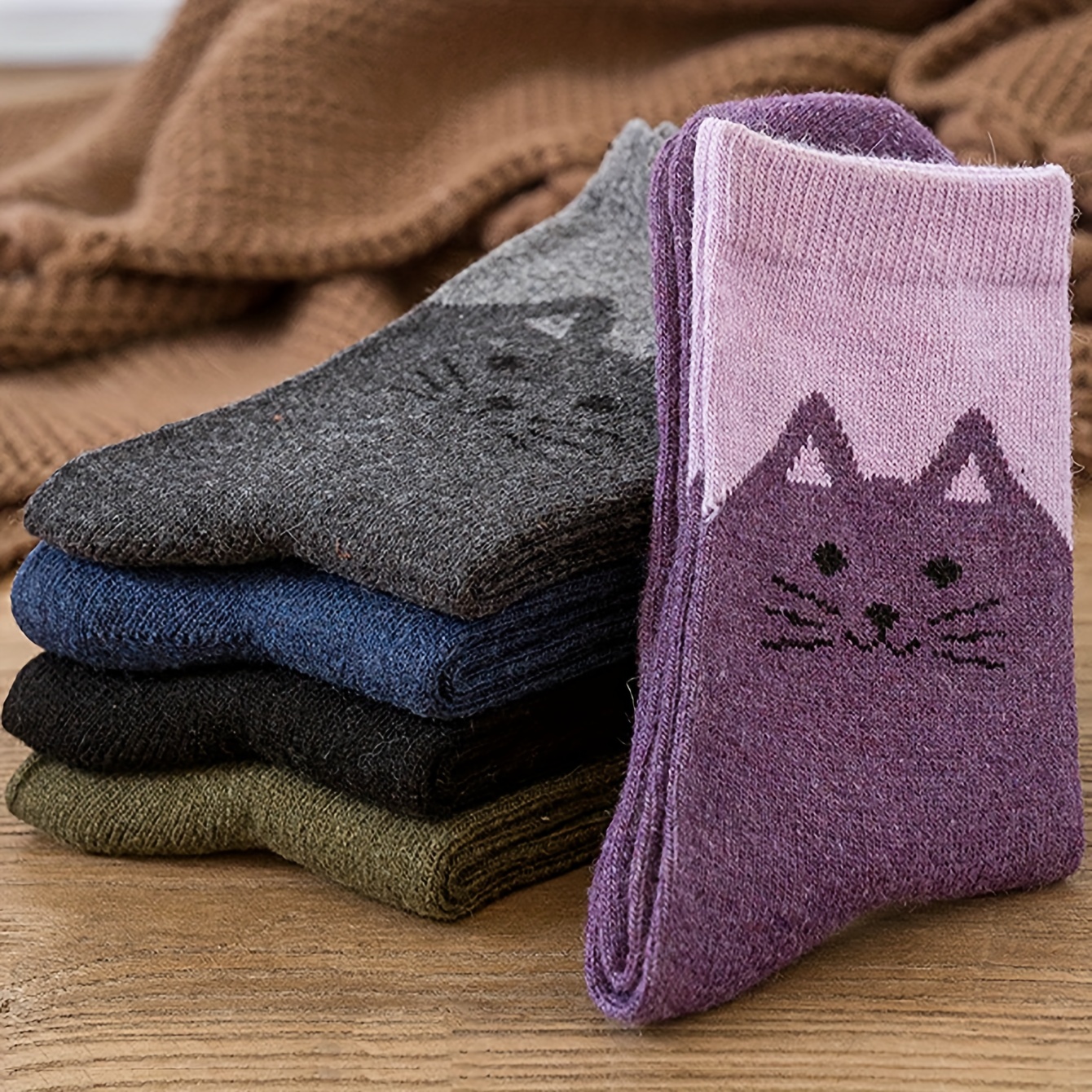 Interior Design Youtube - 5 Pairs Women's Autumn/Winter Cat Design